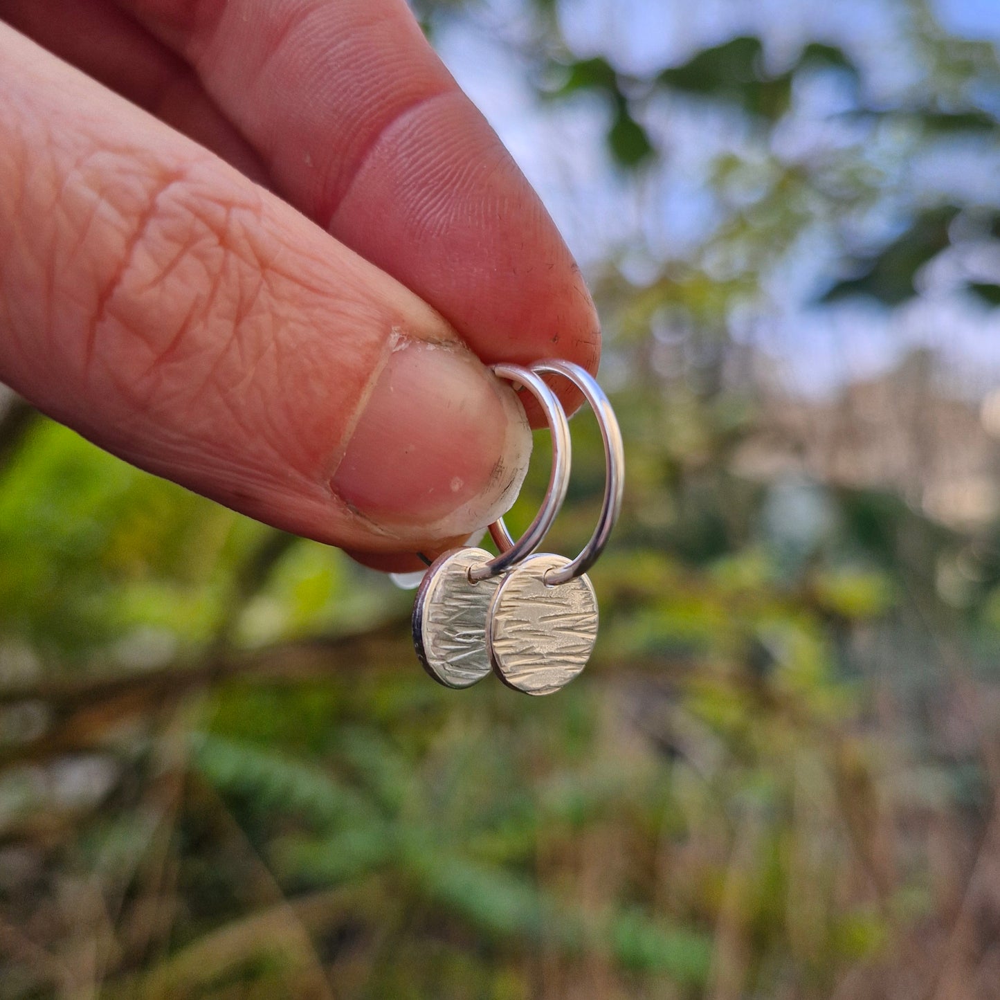 Bark Drop Charm Hoops