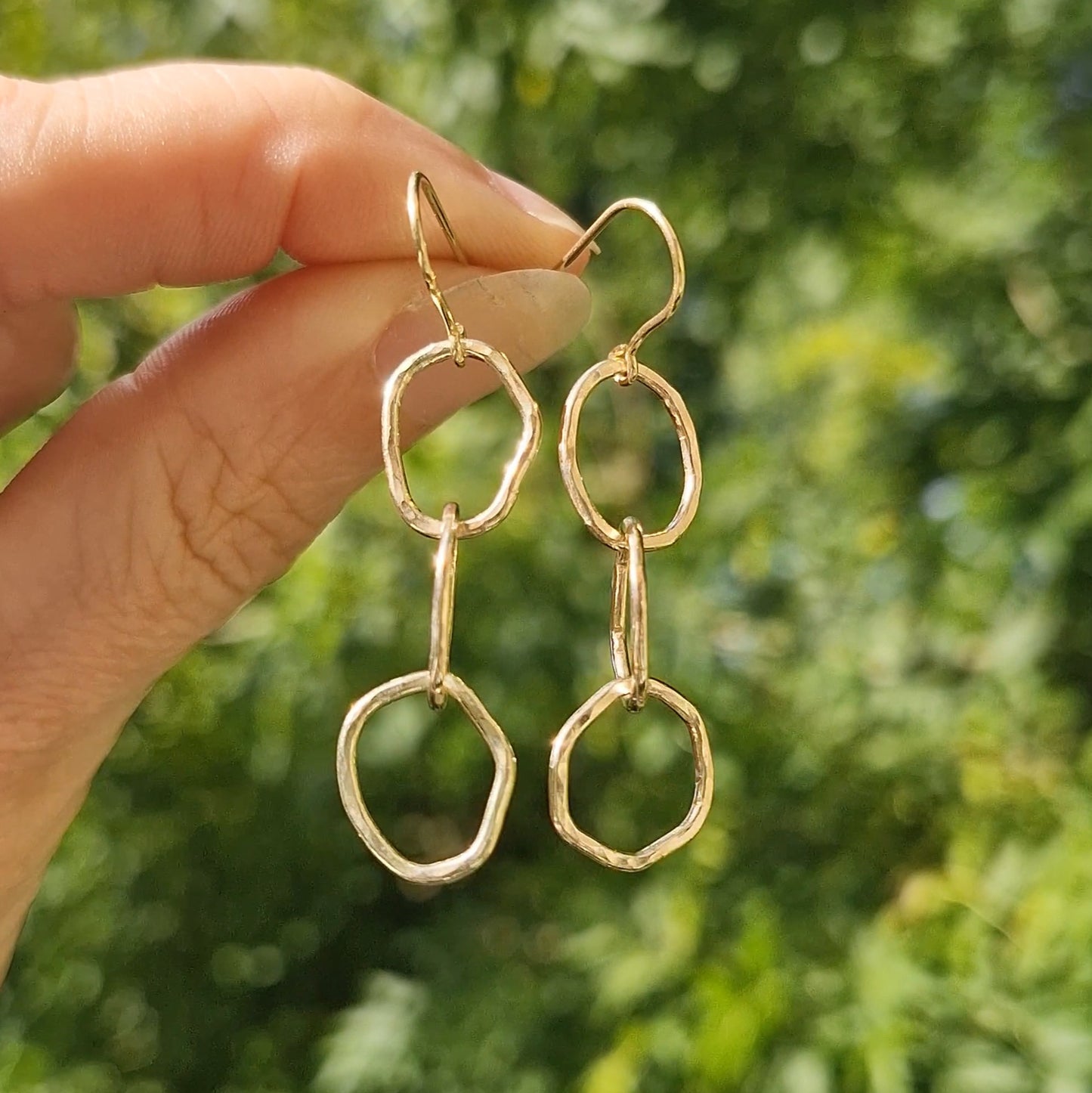 9ct Solid Gold Ripple Trio Drop Earrings