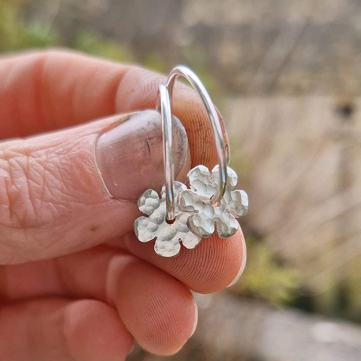 Flower Charm Hoops