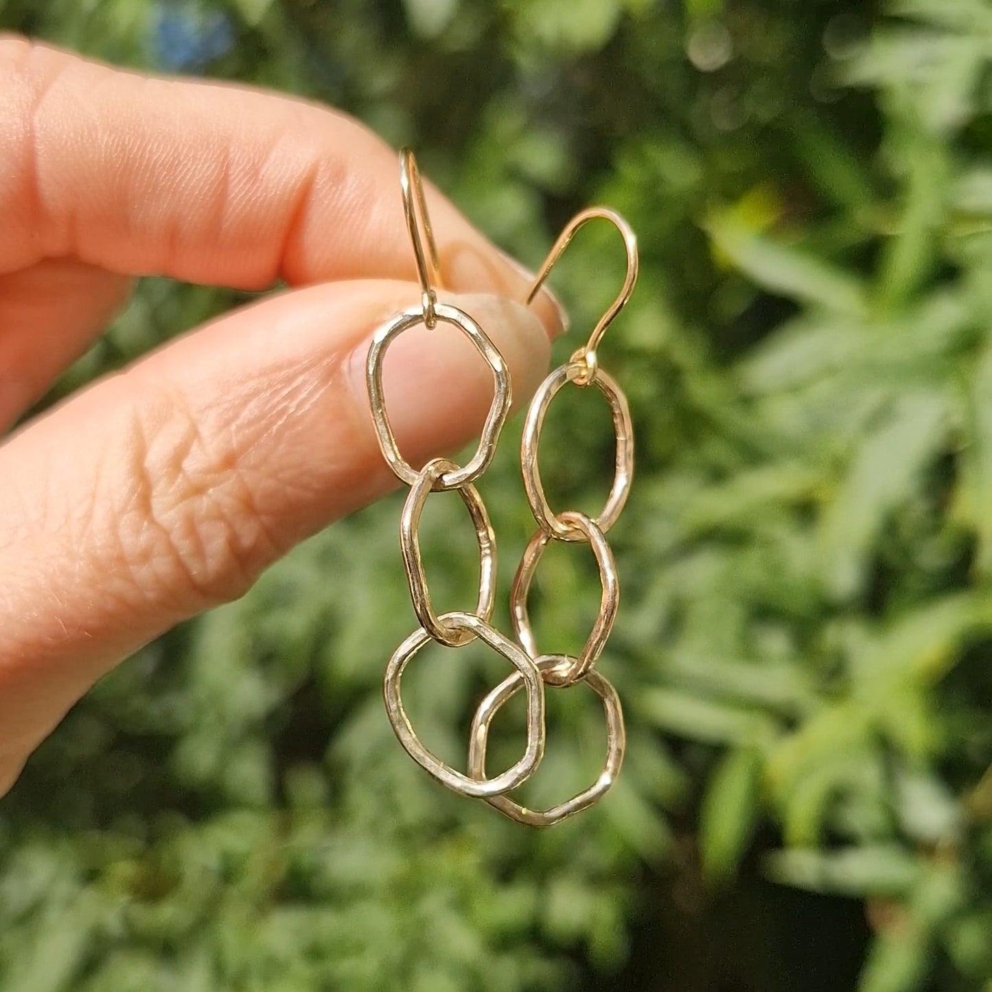 9ct Solid Gold Ripple Trio Drop Earrings