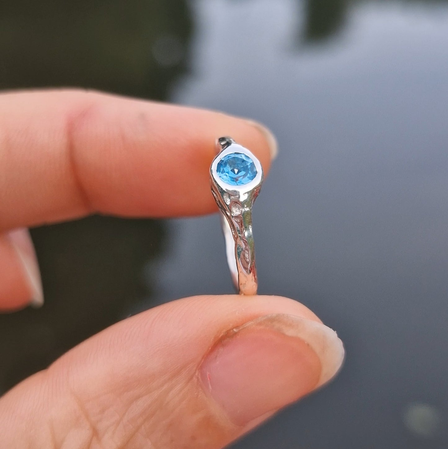 Molten Blue Topaz Ring - sizes i 1/2 or k 1/2