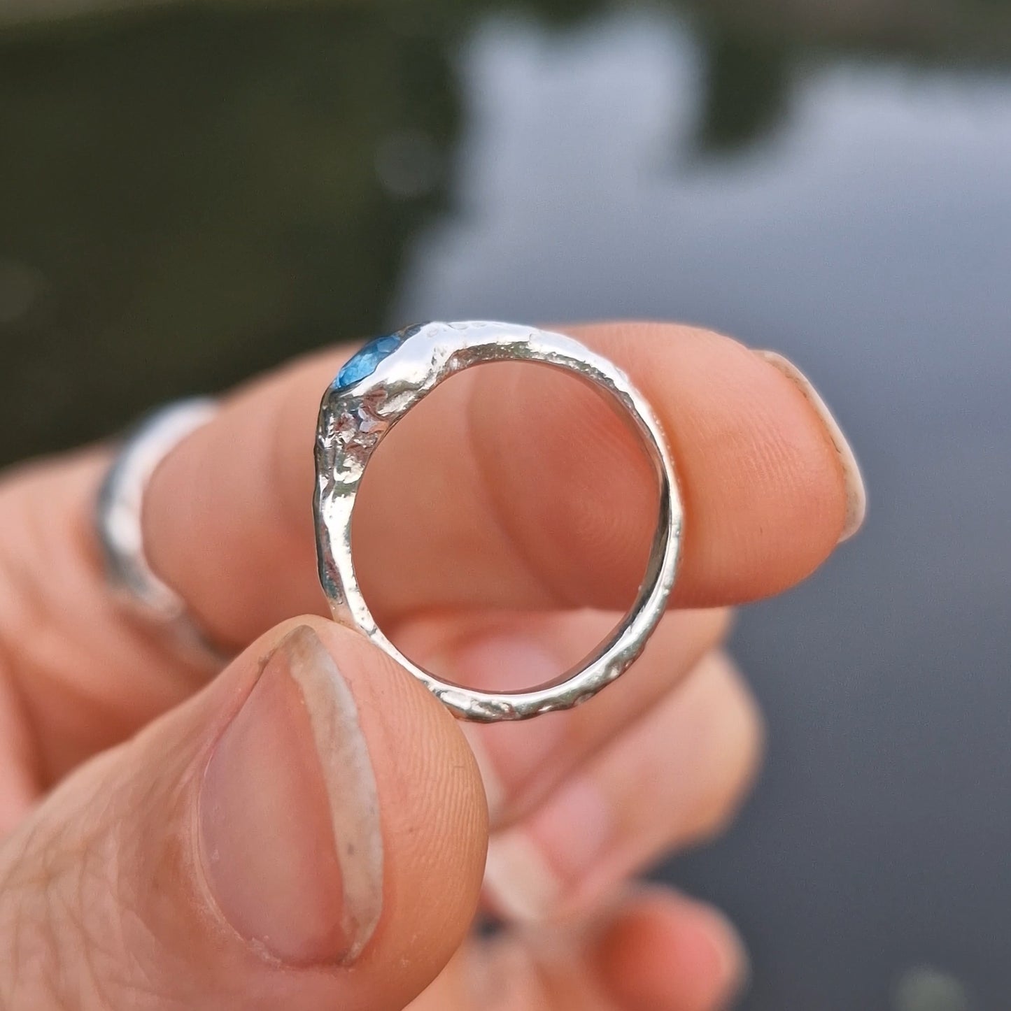 Molten Blue Topaz Ring - sizes i 1/2 or k 1/2