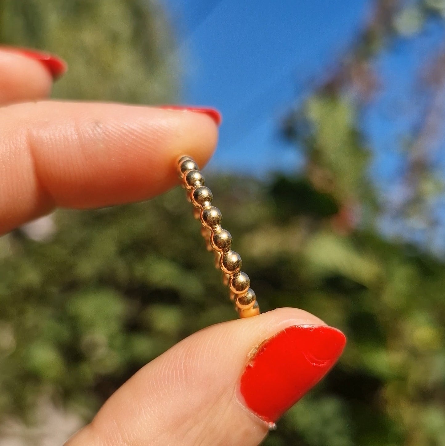 Beaded Stacking Ring ~ Gold Vermeil