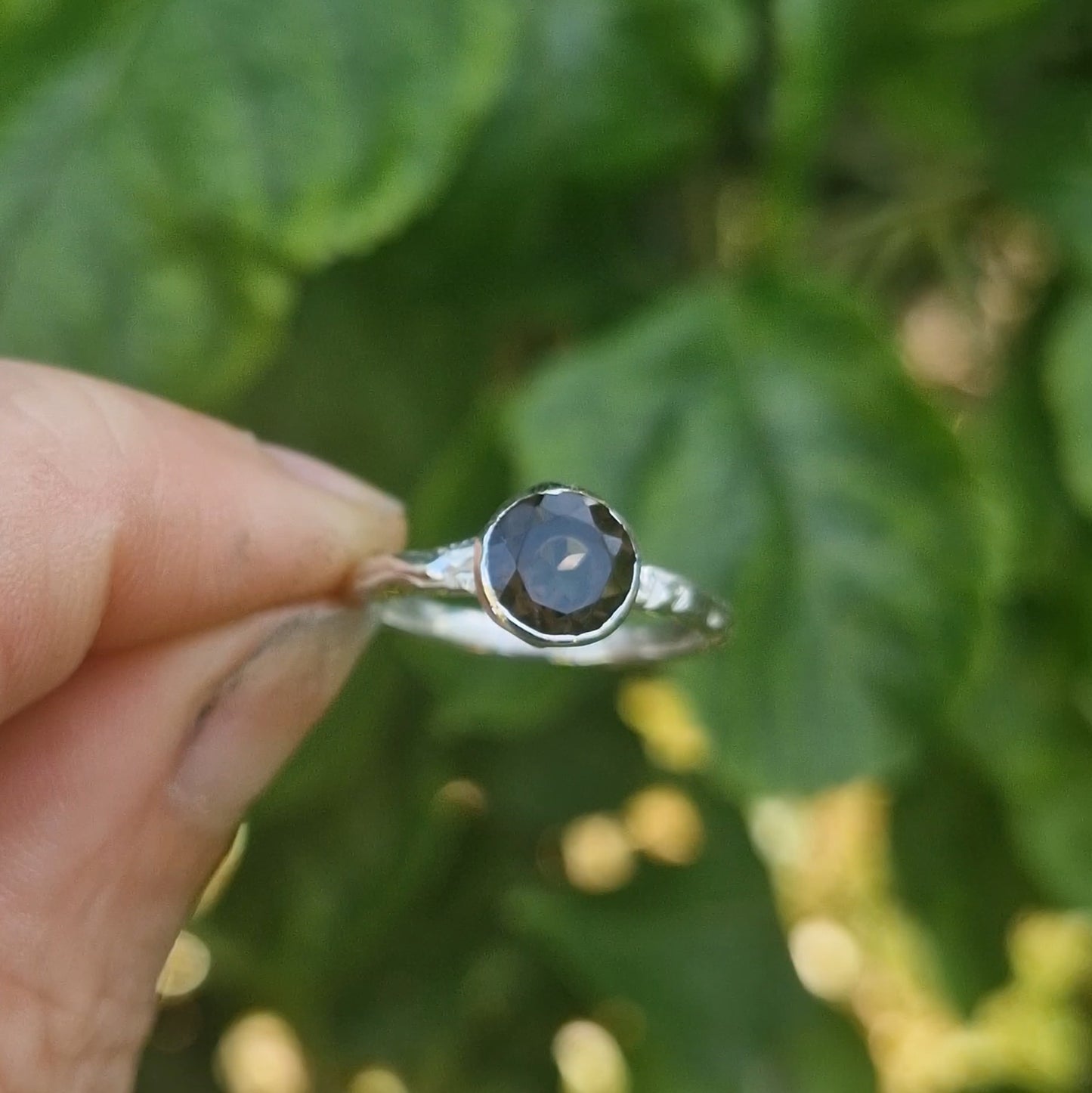 Molten Smoky Quartz Ring - size uk m 1/2