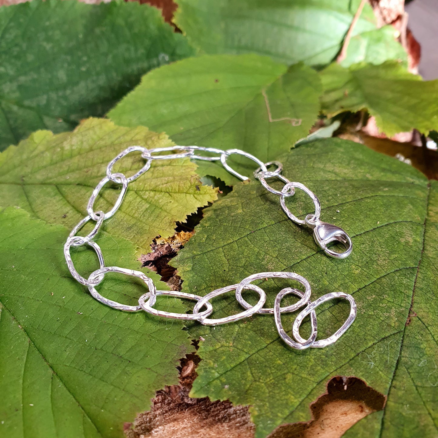 Rustic Hammered Paperclip Bracelet