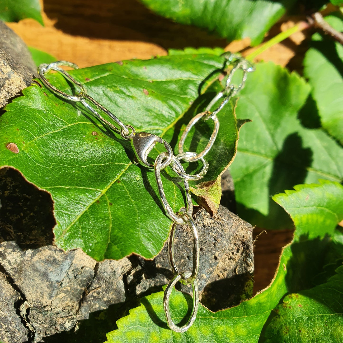 Rustic Hammered Paperclip Bracelet