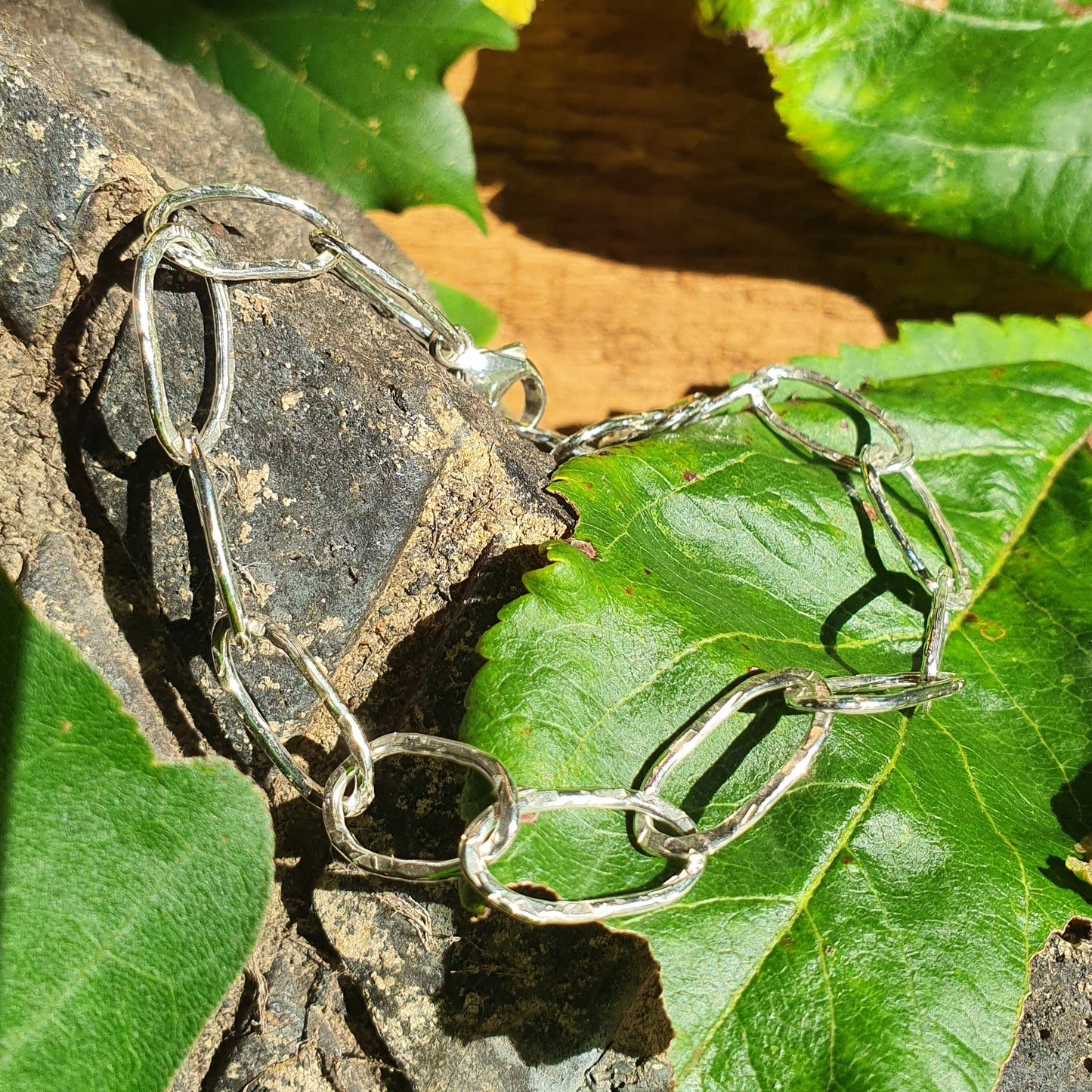 Rustic Hammered Paperclip Bracelet