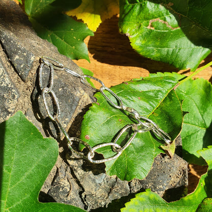 Bark Hammered Paperclip Bracelet