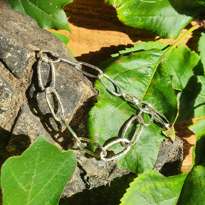 Bark Hammered Paperclip Bracelet