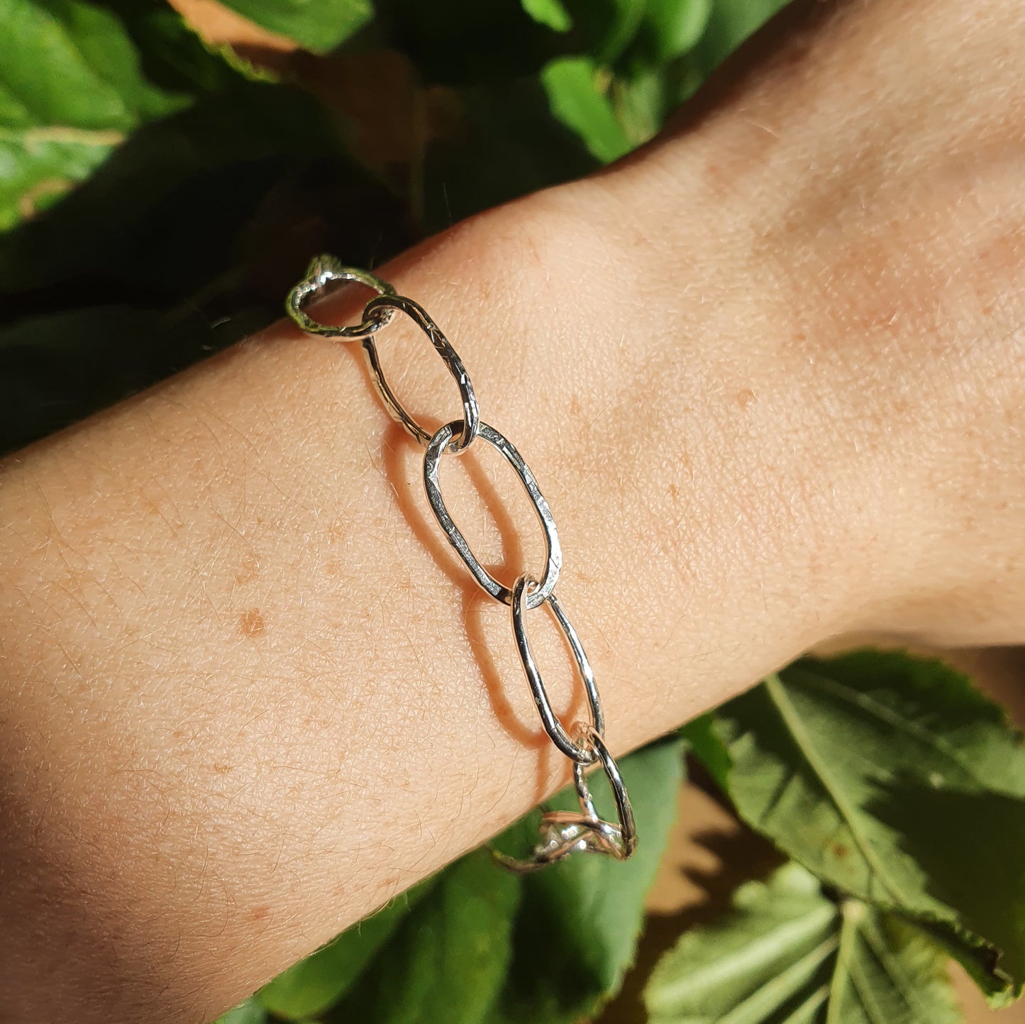 Rustic Hammered Paperclip Bracelet