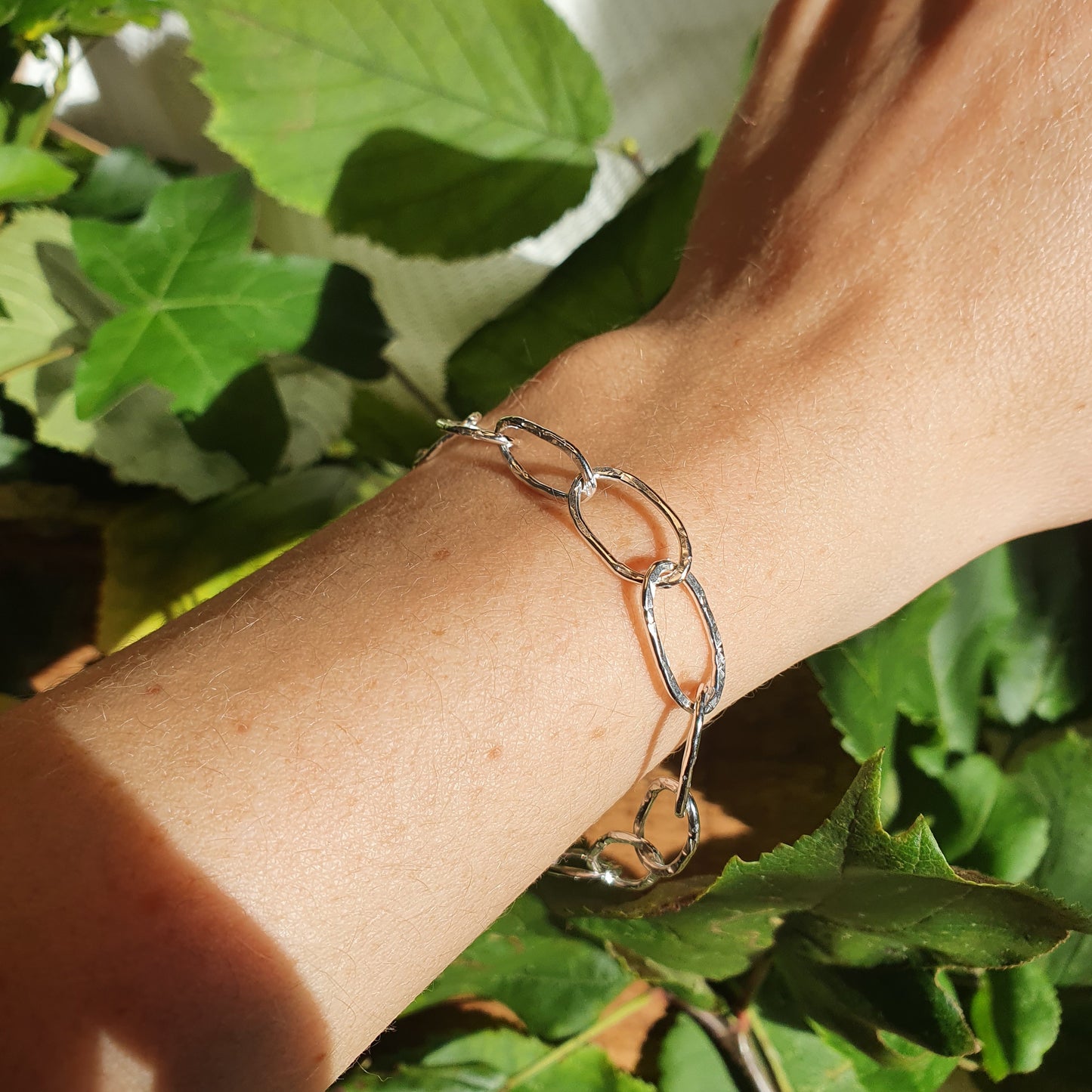 Rustic Hammered Paperclip Bracelet