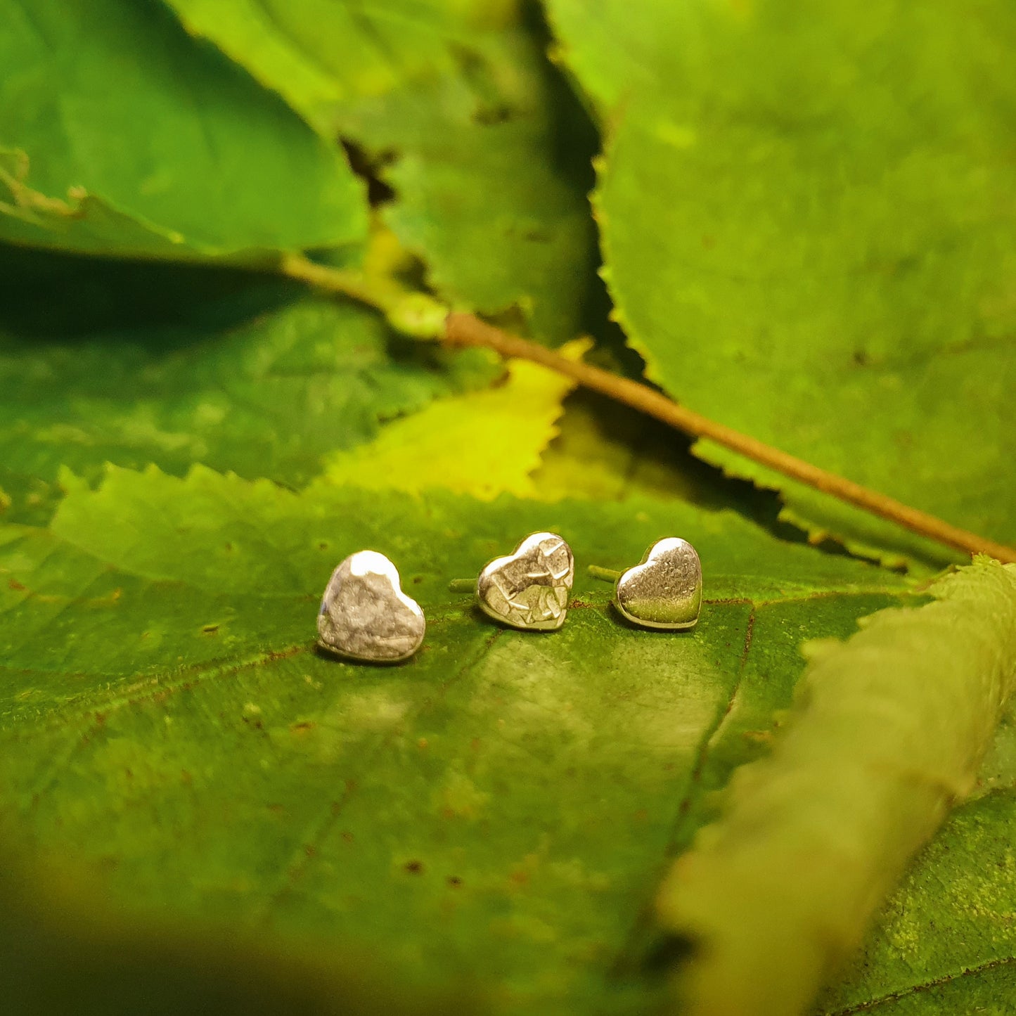 Mini Hammered Heart Earrings