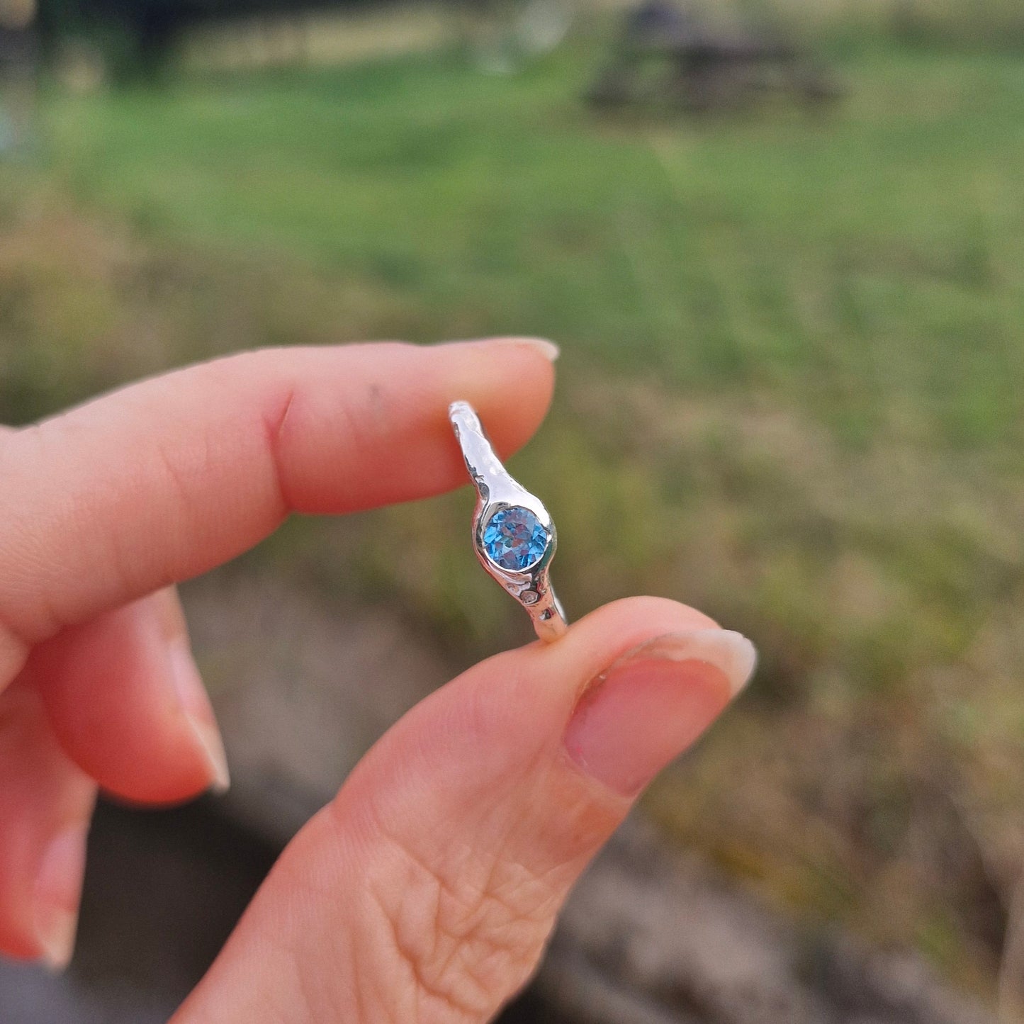 Molten Blue Topaz Ring - sizes i 1/2 or k 1/2
