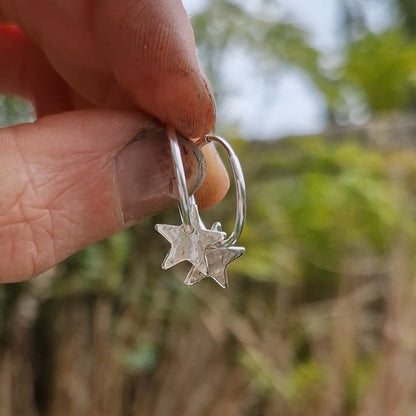 Star Drop Charm Hoops