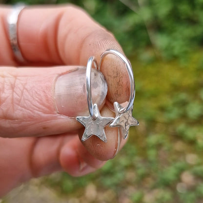 Star Drop Charm Hoops