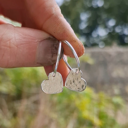 Heart Drop Charm Hoops