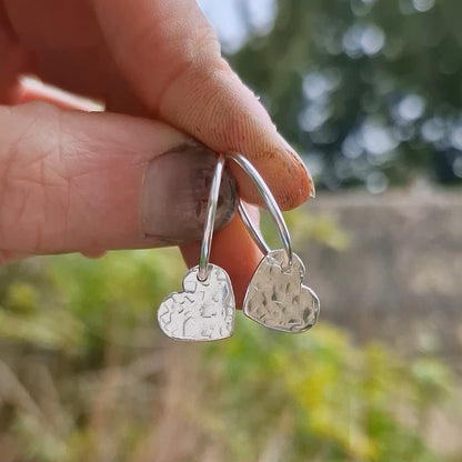 Heart Drop Charm Hoops