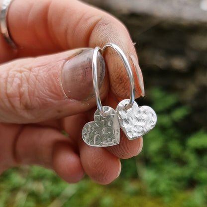 Heart Drop Charm Hoops