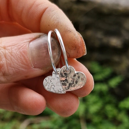Heart Drop Charm Hoops