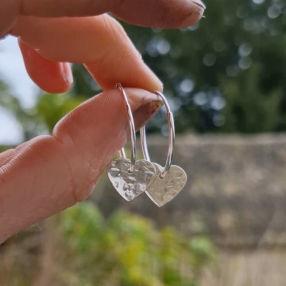 Heart Charm Hoops
