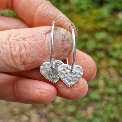 Heart Charm Hoops