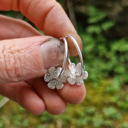 Flower Charm Hoops