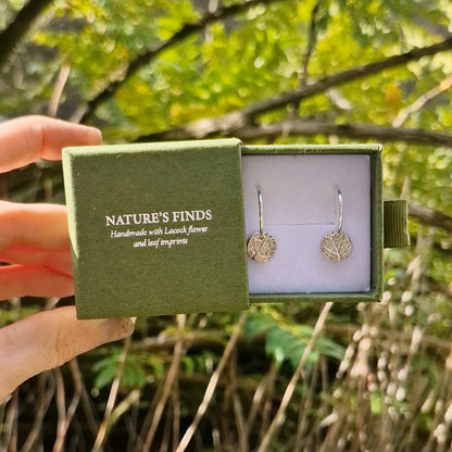Lacock Leaf Imprint Earrings - Gold vermeil