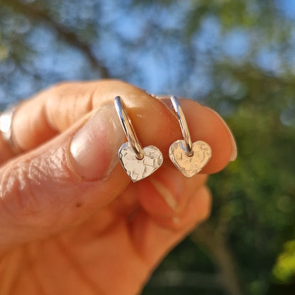 Mini Heart Charm Hoops