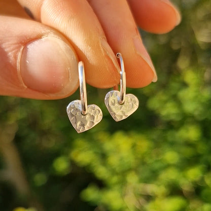 Mini Heart Charm Hoops