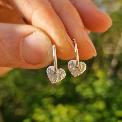Mini Heart Charm Hoops