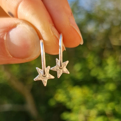 Mini Star Charm Hoops