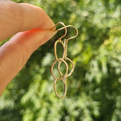 9ct Solid Gold Ripple Trio Drop Earrings