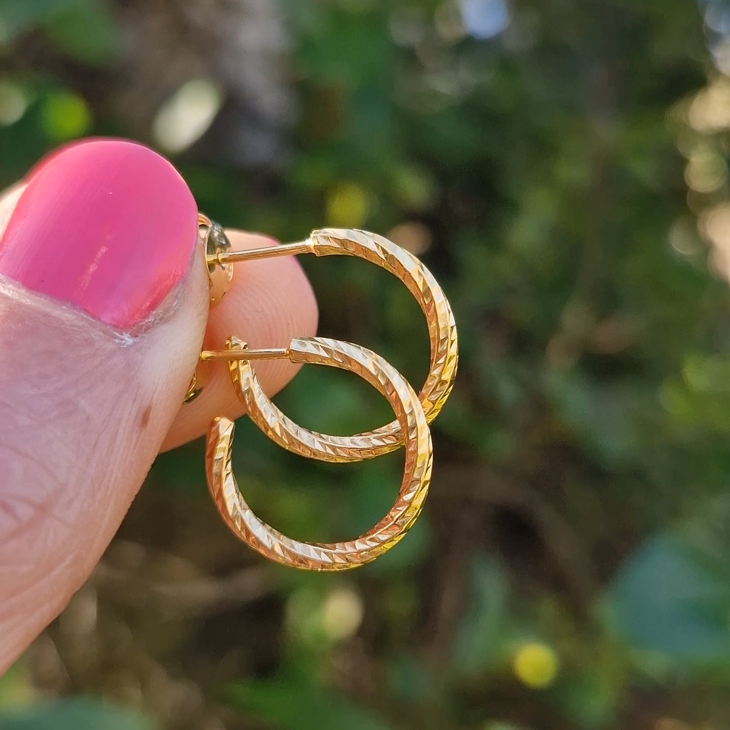 Textured Hoops - Gold Vermeil