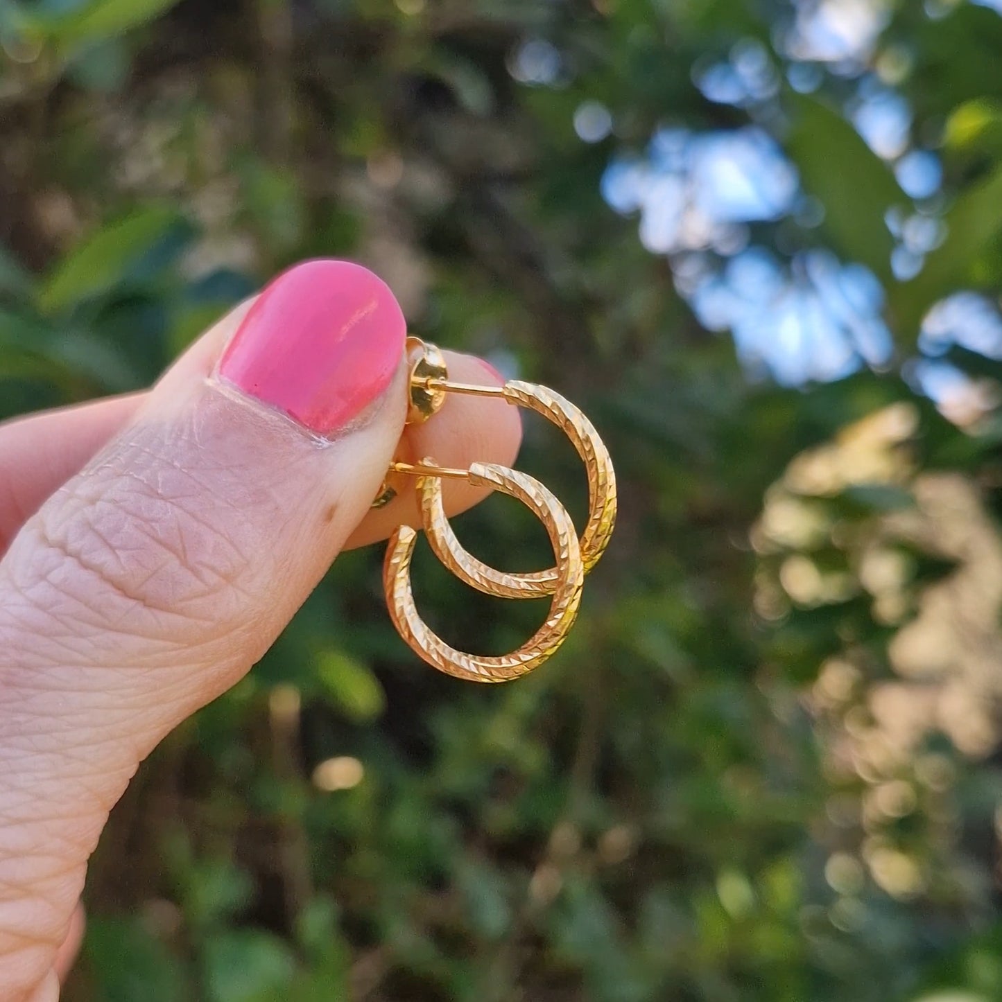 Textured Hoops - Gold Vermeil