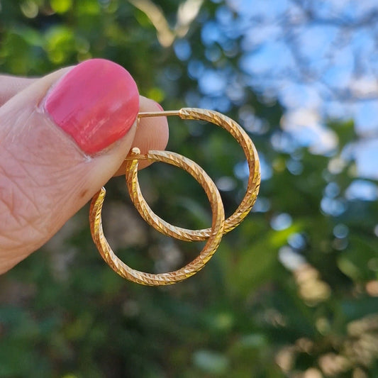 Textured Hoops - Gold Vermeil