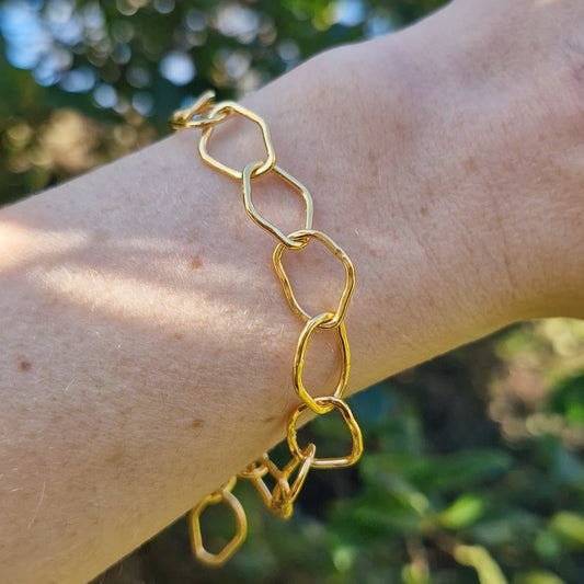 Ripple Paperclip Bracelet - Gold Vermeil