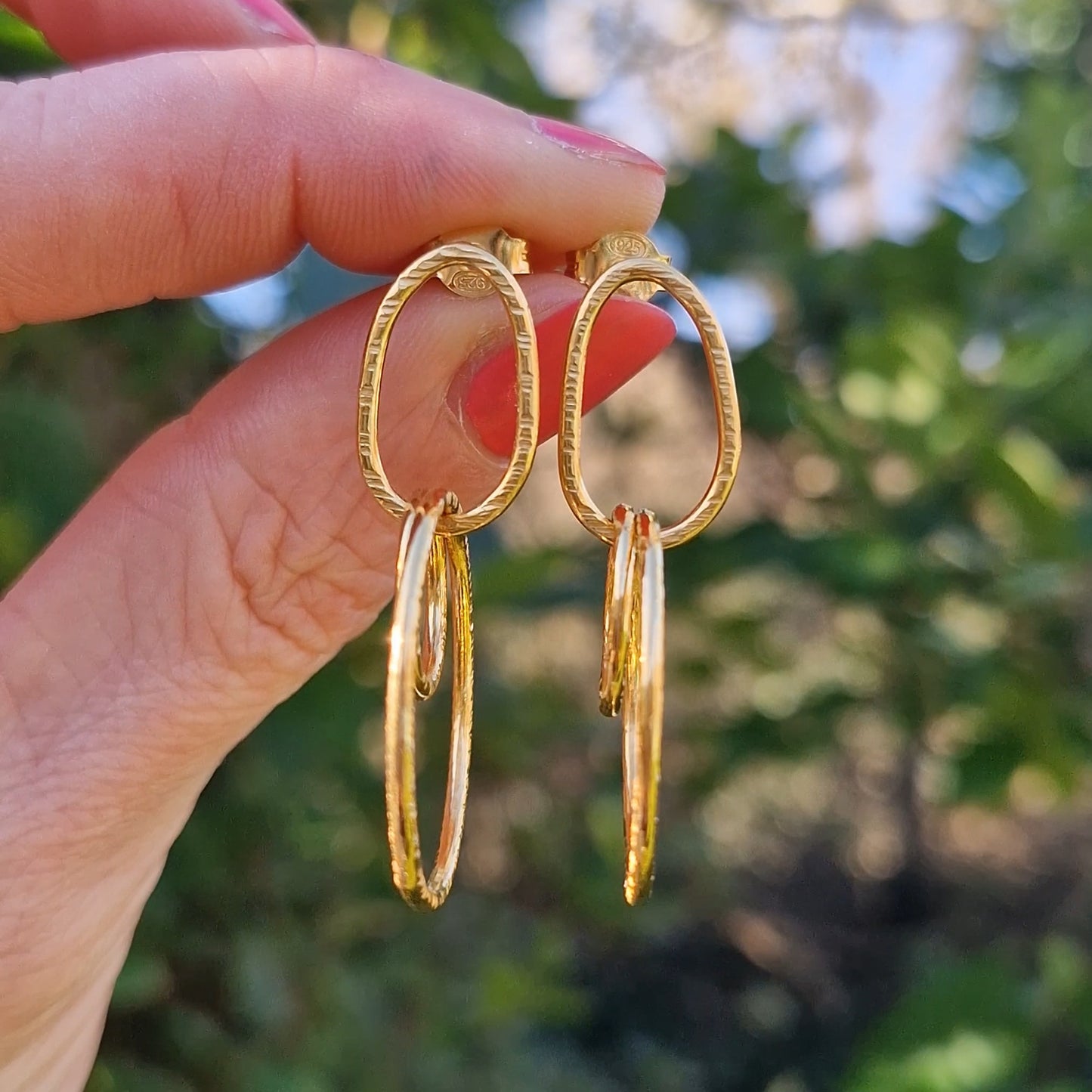 Nature's Bark Embrace Earrings - Gold Vermeil