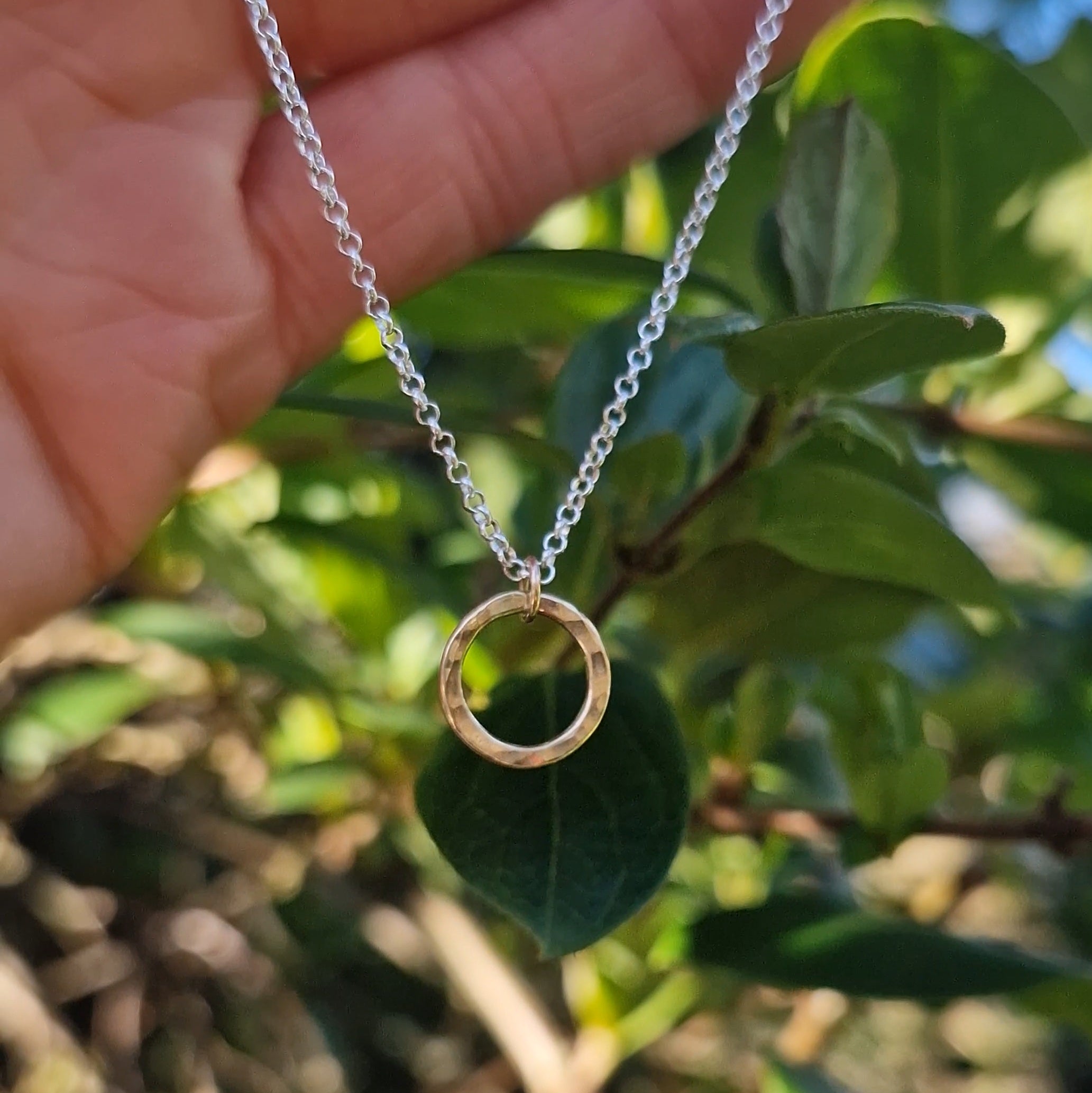 9ct Solid Gold Moonlight Mini Circle Pendant ~ Mixed Metal