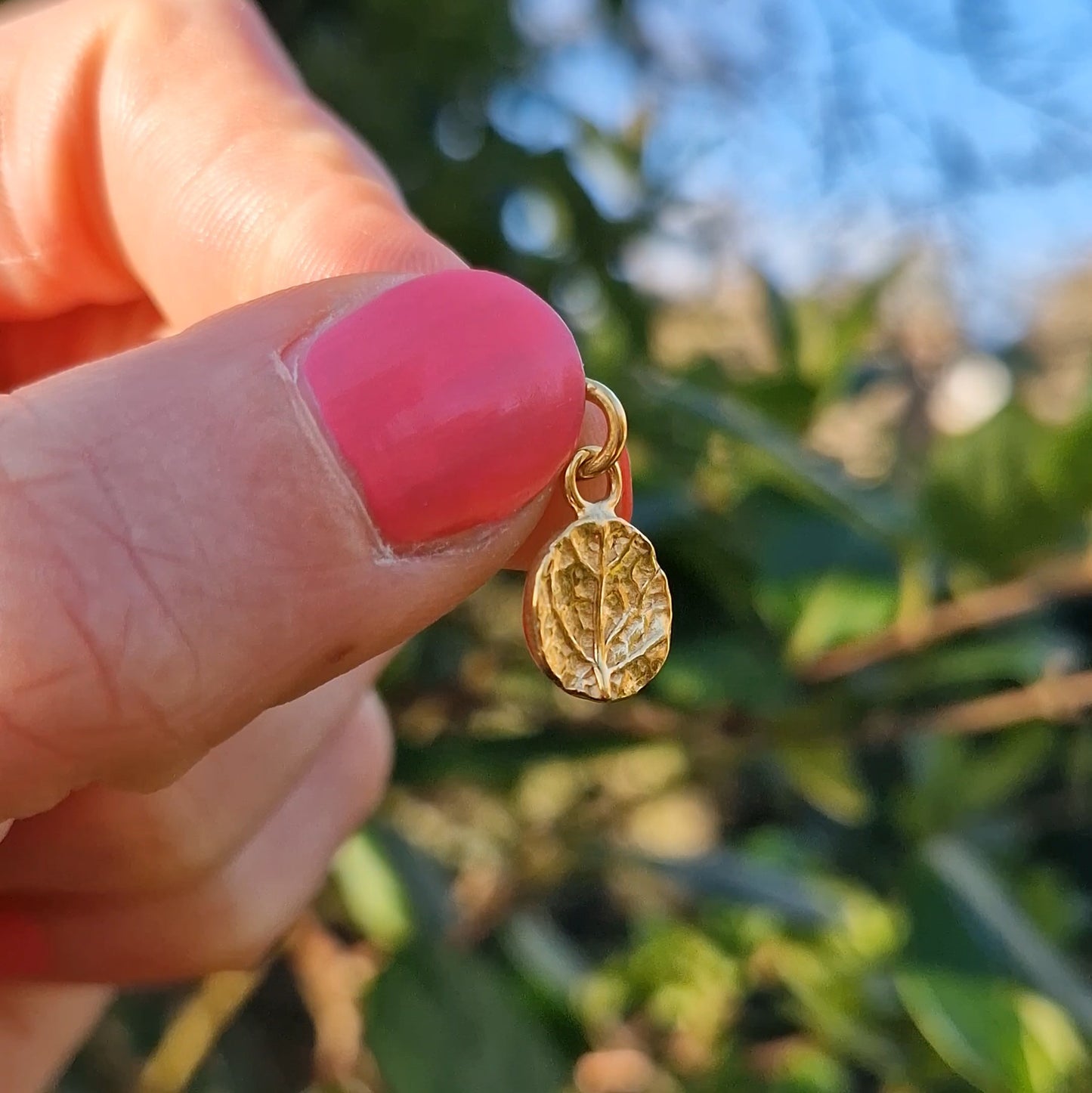 Lacock Leaf Imprint Pendant (no chain) - Gold vermeil