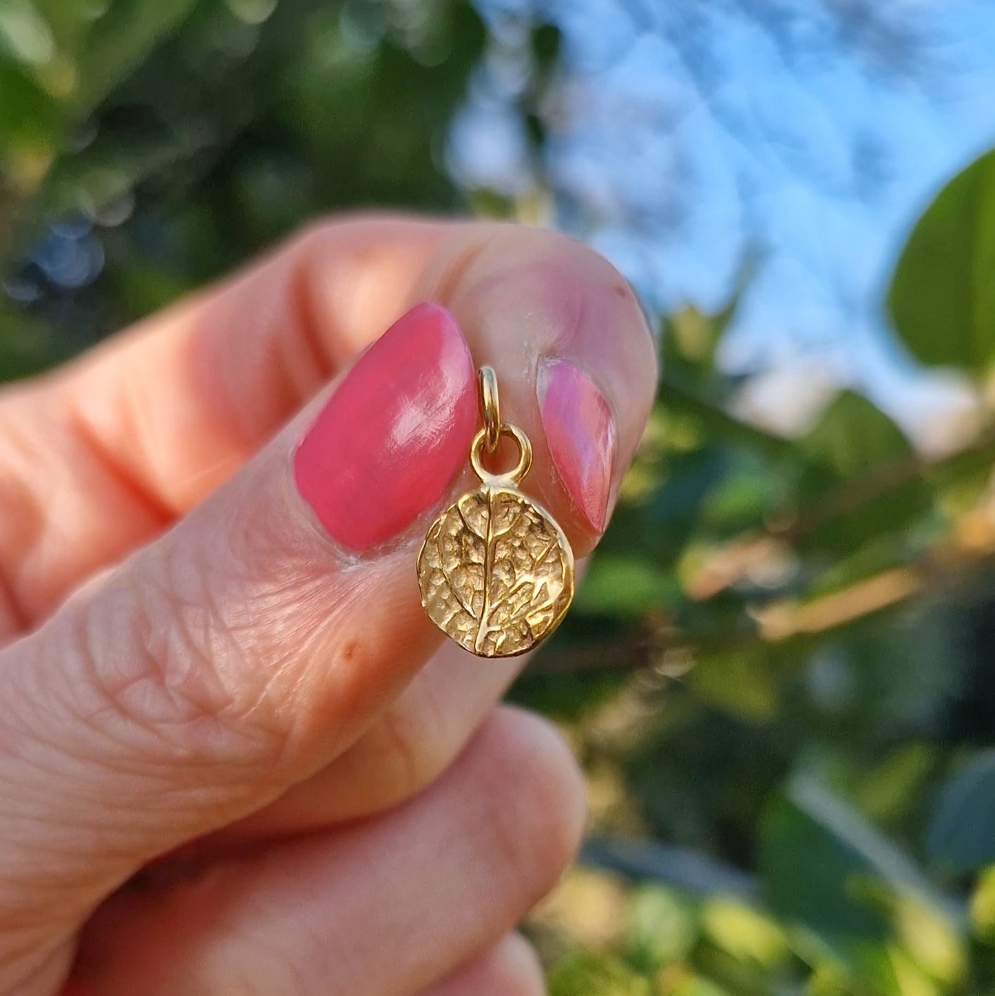 Lacock Leaf Imprint Pendant (no chain) - Gold vermeil