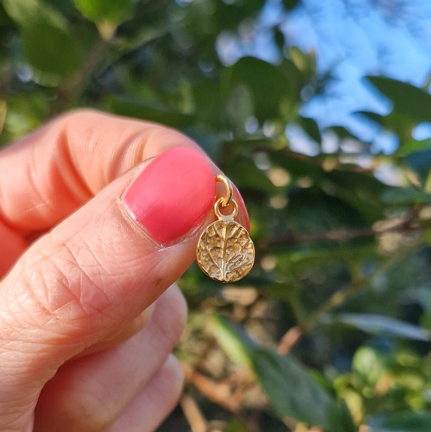 Lacock Leaf Imprint Pendant (no chain) - Gold vermeil