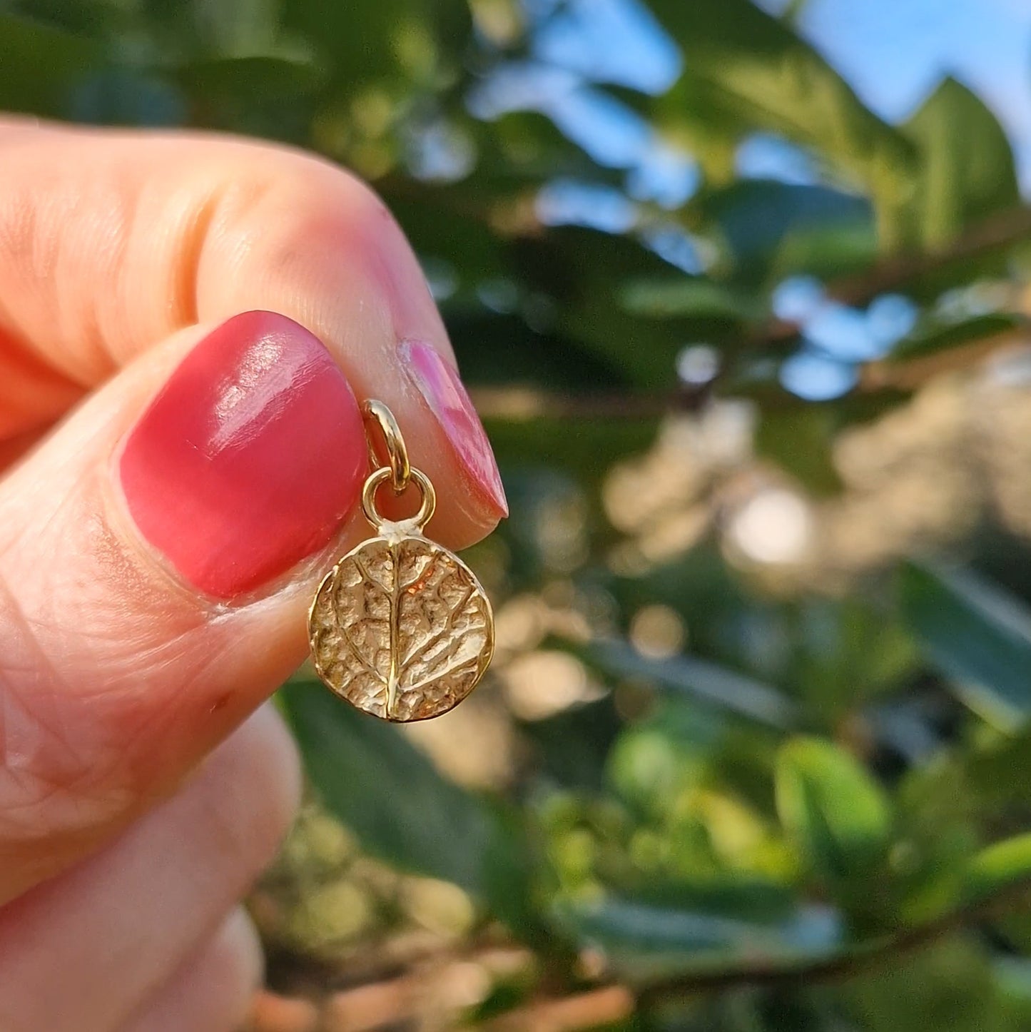 Lacock Leaf Imprint Pendant (no chain) - Gold vermeil