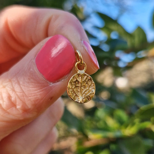 Lacock Leaf Imprint Pendant (no chain) - Gold vermeil