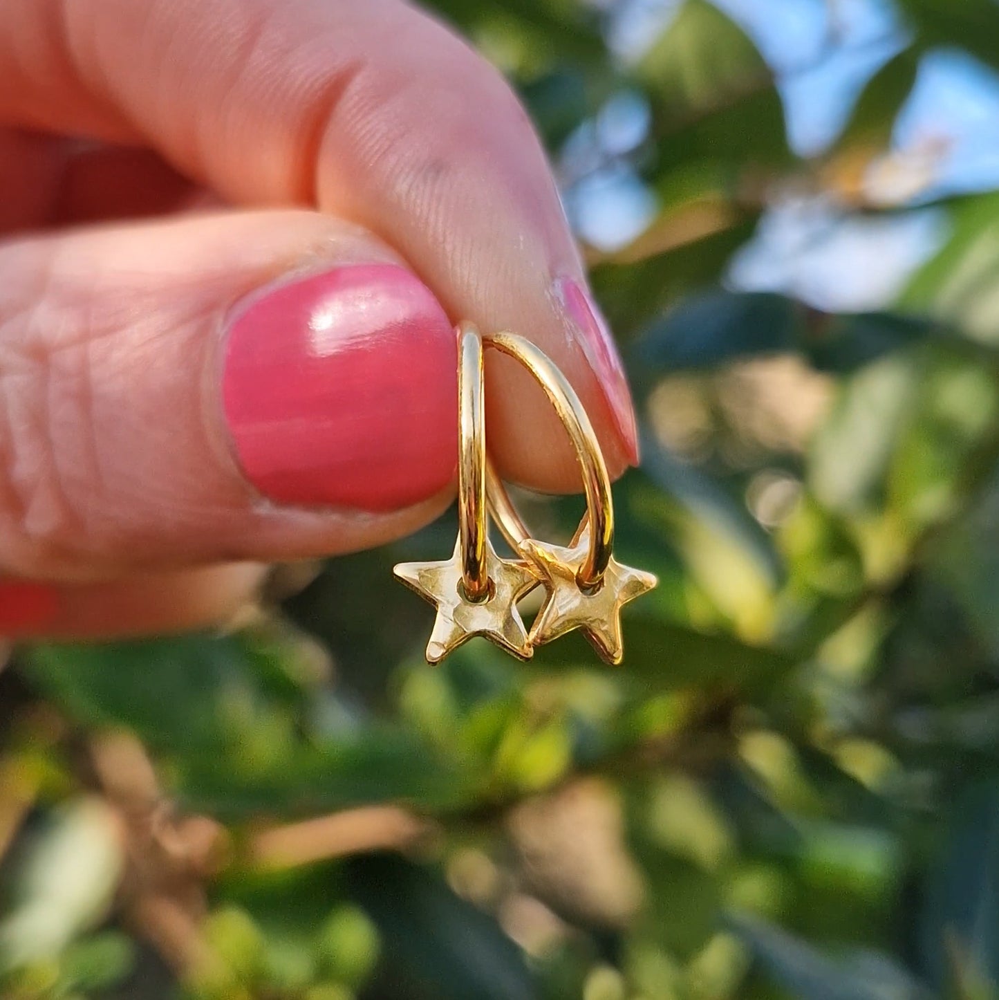 Mini Star Charm Hoops - Gold Vermeil