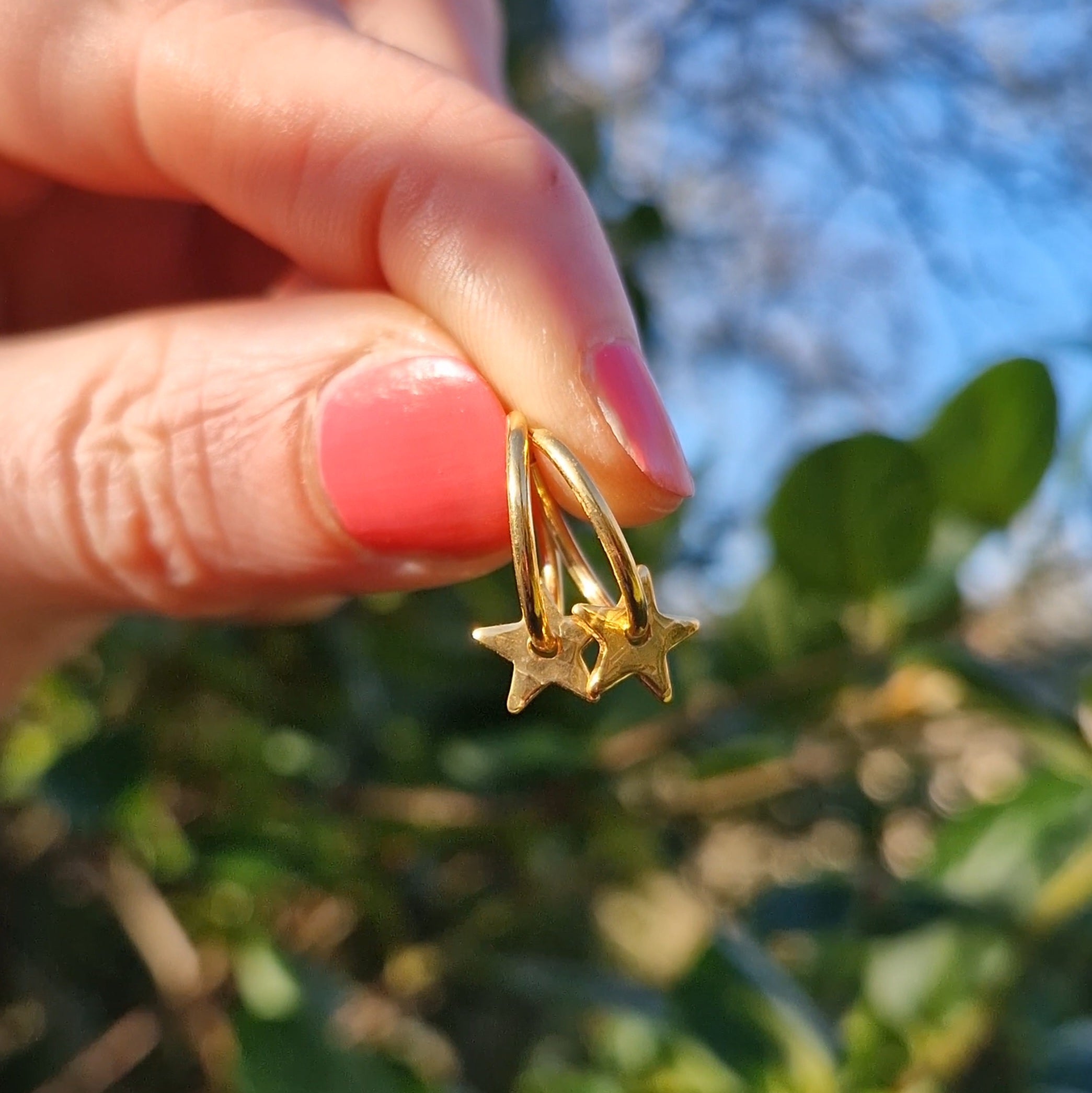Mini Star Charm Hoops - Gold Vermeil