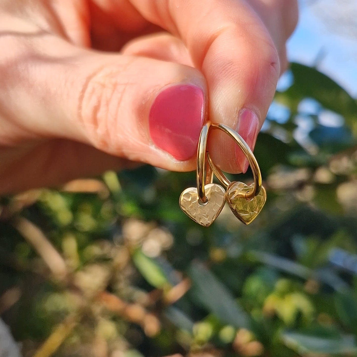 Mini Heart Charm Hoops - Gold Vermeil