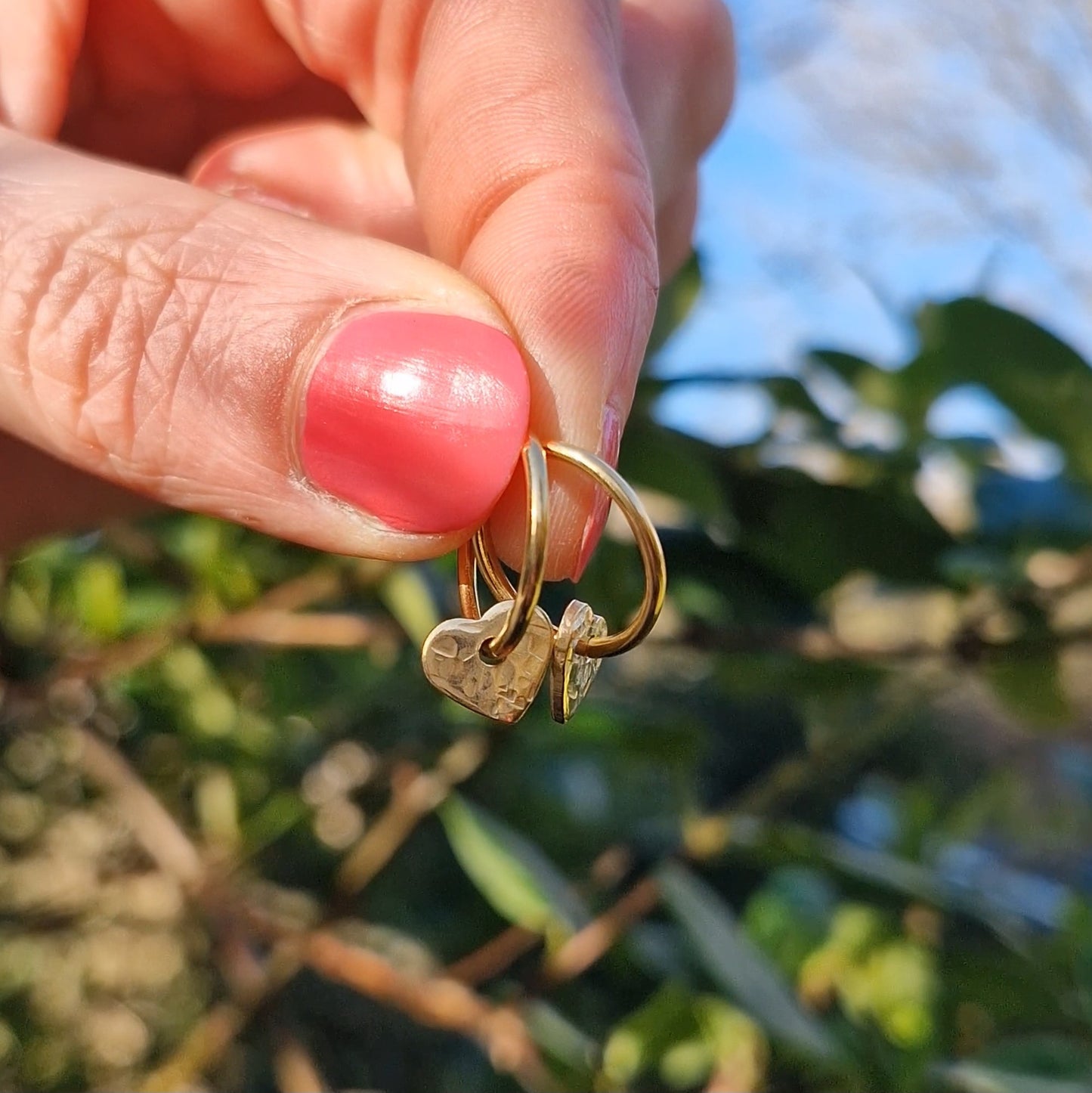 Mini Heart Charm Hoops - Gold Vermeil