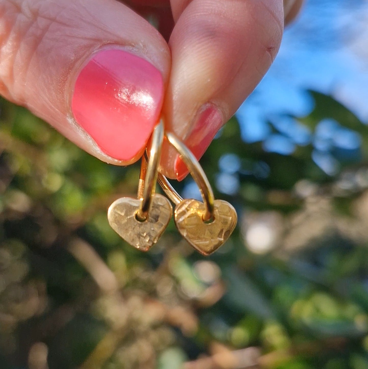 Mini Heart Charm Hoops - Gold Vermeil