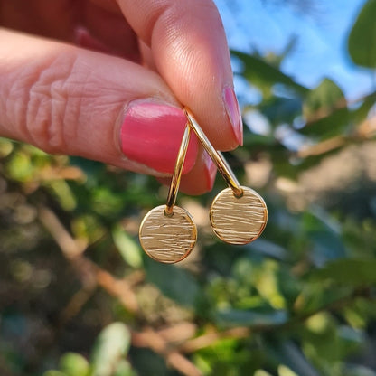 Bark Drop Charm Hoops - Gold Vermeil