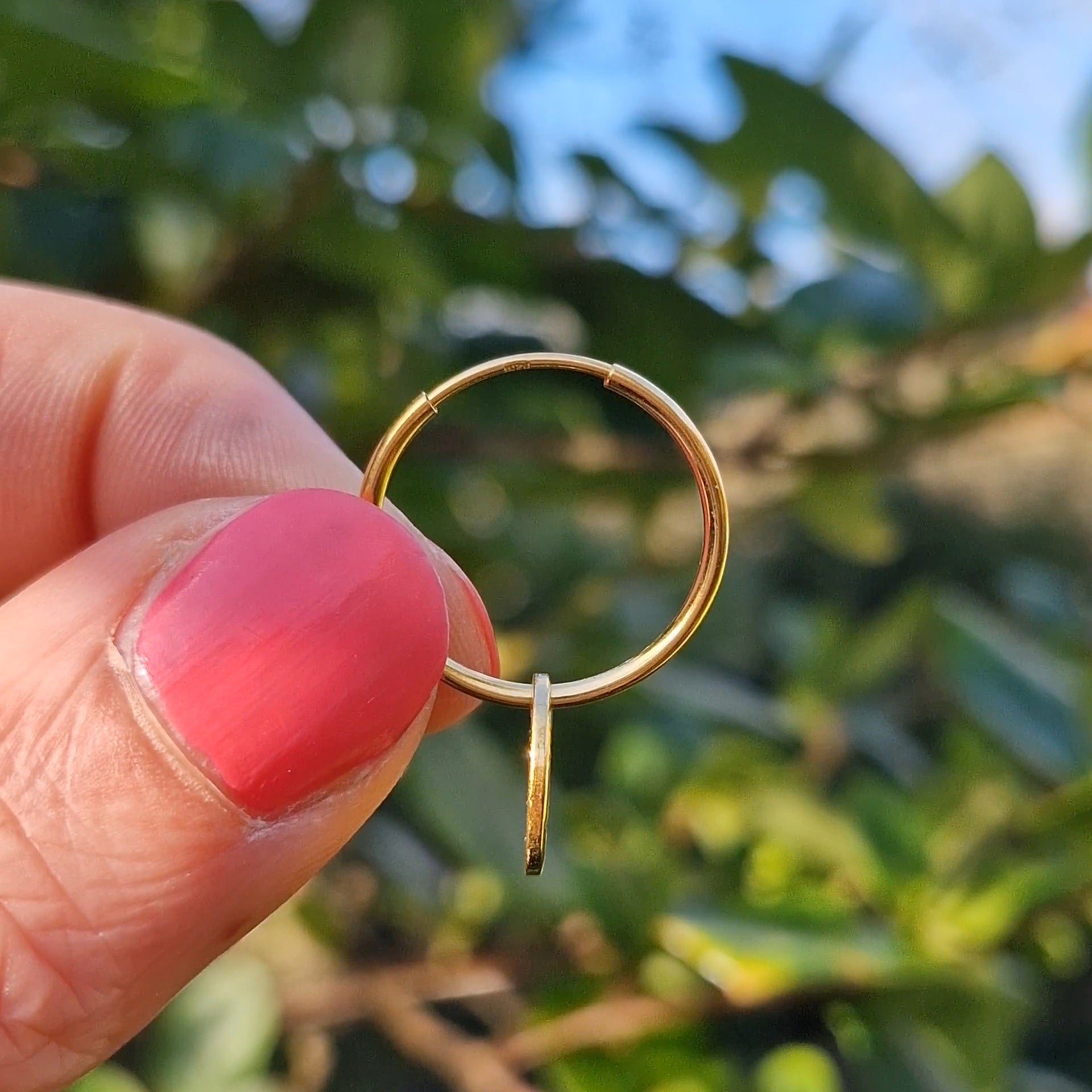 Bark Drop Charm Hoops - Gold Vermeil